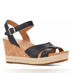 Women’s UGG Cloverdale Espadrille Wedge Sandal in Black size 7 NWT